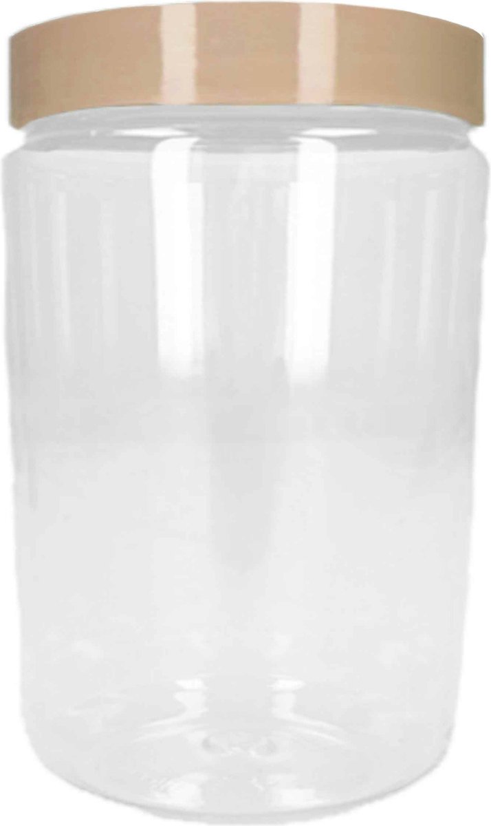 PlasticForte Voorraadpot/bewaarpot - 1.25L - kunststof - beige - B10 x H20 cm