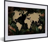 Fotolijst incl. Poster - Wereldkaart - Bladeren - Tropische Planten - 60x40 cm - Posterlijst
