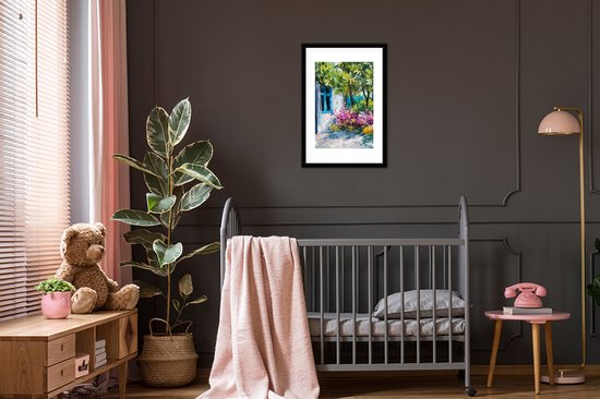 Fotolijst incl. Poster - Schilderij - Planten - Bloemen - Huis - Olieverf - 40x60 cm - Posterlijst