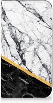 GSM Hoesje Geschikt voor iPhone 15 Mobiel Case Marble White Black