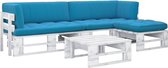 The Living Store - Houten Pallet Loungeset - Tuinmeubelset - 110x65x55 cm - Blauwe kussens
