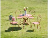 MYLIA Salon de jardin en métal aspect fer forgé : une table et 4 chaises - terre cuite - GUERMANTES L 80 cm x H 90 cm x P 80 cm