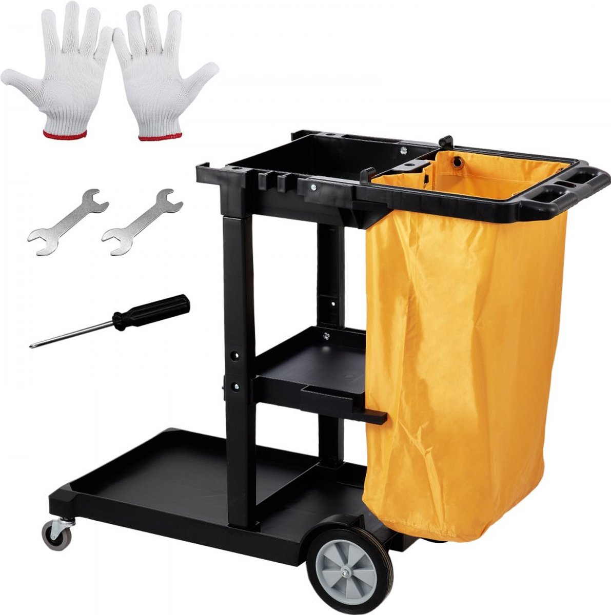 Goedkoopste schoonmaakwagen schoonmaakwagen professioneel 3 compartimenten vuilniszak hotelwagen dweilwagen