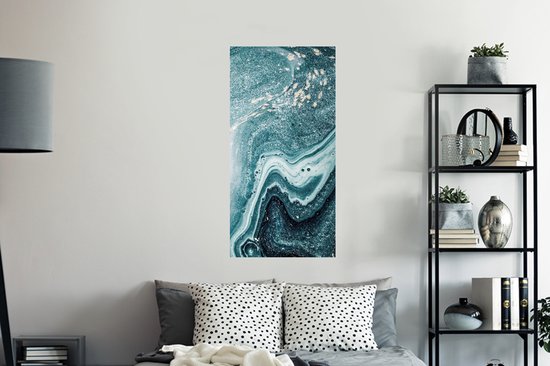 Stickers muraux - Sticker Foil - Pierres Précieuses - Blauw - Nature - Marbre - Abstrait - 60x120 cm - Film Adhésif - Stickers muraux Chambre Enfant - Papier Peint Auto Adhésif