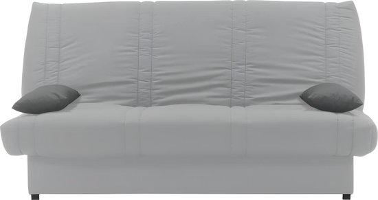 Klik-klak bedbank van 100% katoen met opbergruimte FARWEST II - Lichtgrijs met contrasterende kussens L 193 cm x H 95 cm x D 95 cm