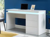 Bureau EMERSON - 3 lades - Wit gelakt MDF - Met led-lampjes L 140 cm x H 78 cm x D 50 cm