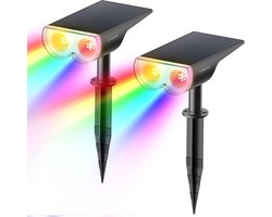 Solar Licht - Kleurrijke Solar Dusk to Dawn Garden Lights, Kleurrijke Multicolor Lichtsensor Solar Lamp, IP67 Waterdicht Solar Light, 4 Modes Garden Spotlight voor Outdoor Garden Entryway 2 Pack (Energieklasse A+)