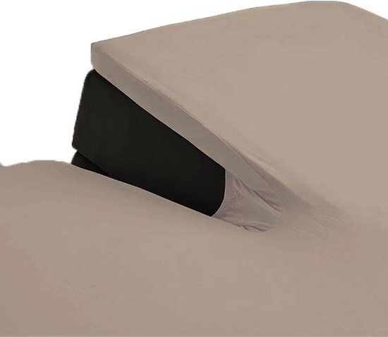 Hoeslaken Split Topper Dubbel Jersey Taupe Grey 180x220 + 30 cm