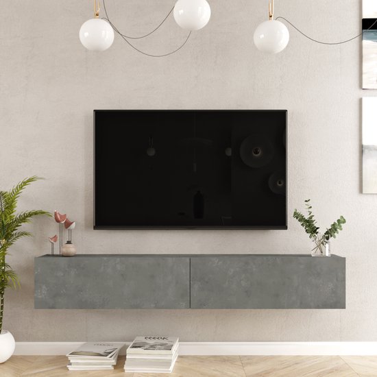Tv-meubel 180 cm voorzijde in reliëf, jerem notenhout tint La Redoute Interieurs | La Redoute