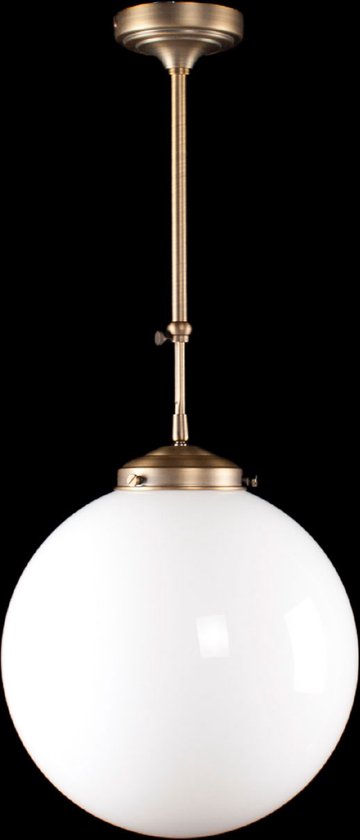 Art deco hanglamp Globe | Ø 30cm | opaal wit glas / brons | pendel kort verstelbaar | woonkamer / eettafel | gispen / retro / jaren 30