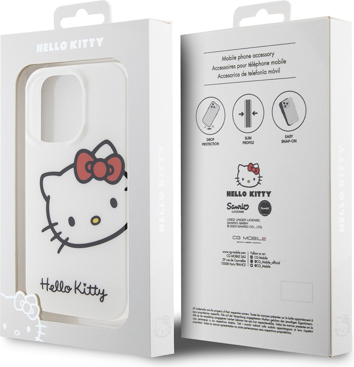 iPhone 14 Pro Max Backcase hoesje - Hello Kitty - Effen Wit - TPU (Zacht)
