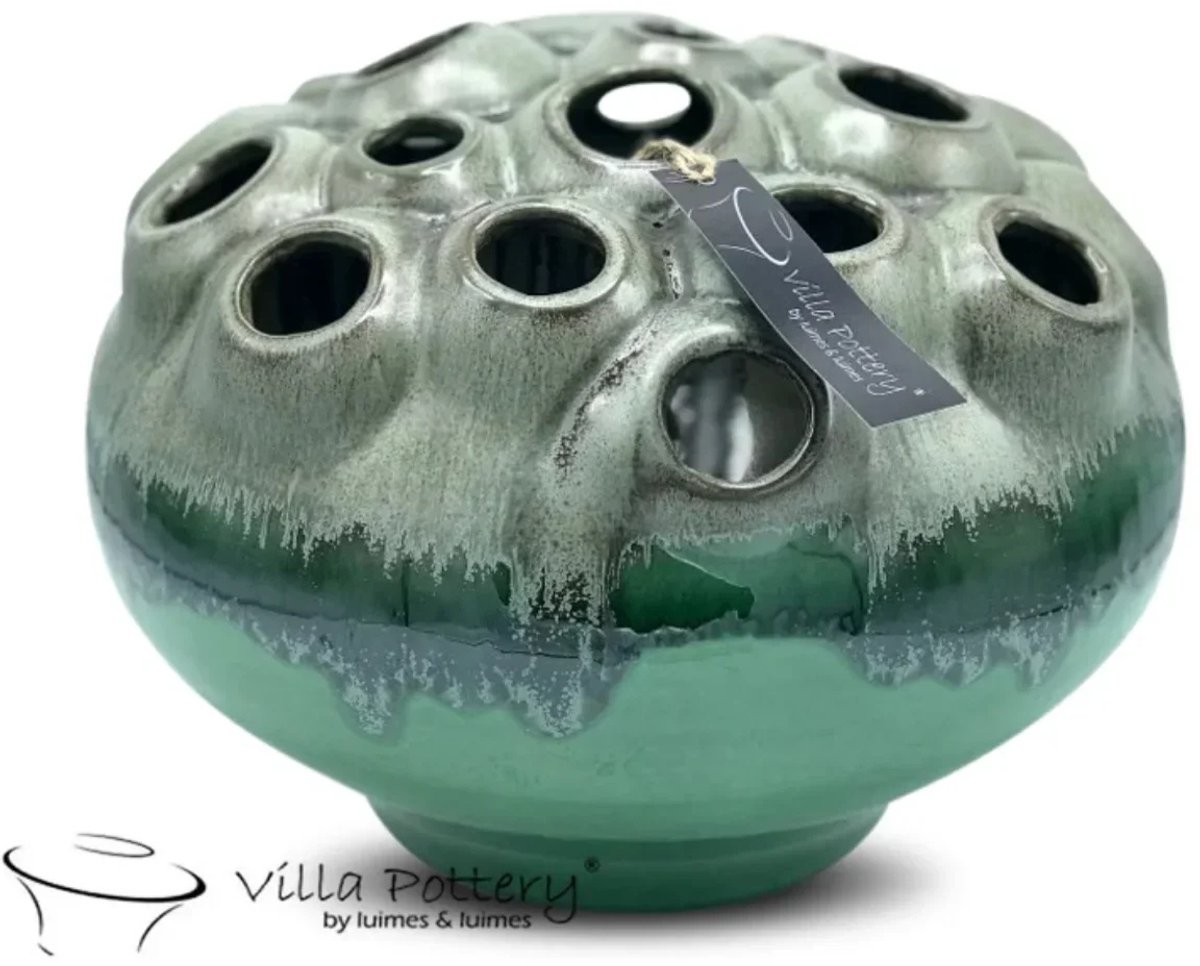 Villa Pottery Donker Groen Reactive vaas Coral D30 x