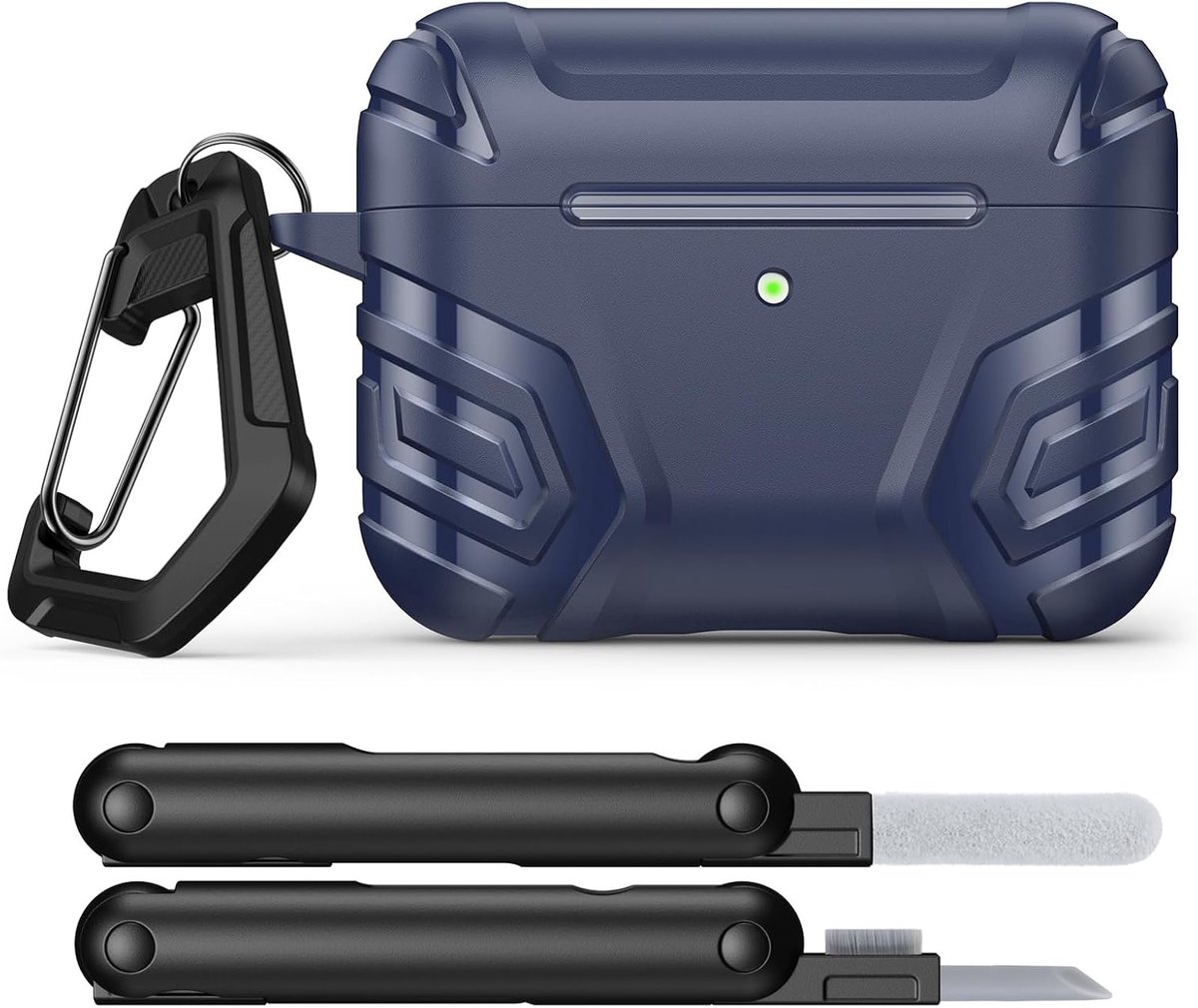 Coole Armor Case voor AirPods Pro 3 (2025) - TPU Schokbestendige Bescherming met Cleaner Kit en Sleutelhanger, Donkerblauw, Ideaal voor Veiligheid en Stijl
