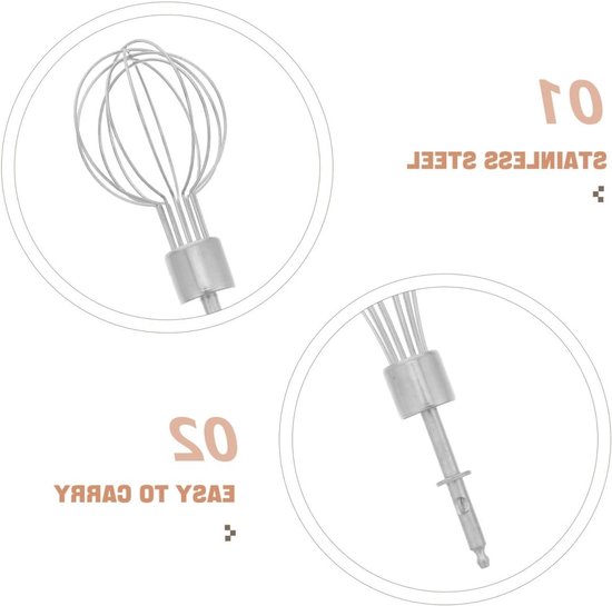 4 Reservegardes van Roestvrij Staal voor Elektrische Mixer - Accessoires voor Eieren, Room en Keuken, Herbruikbare Keukenhulpmiddelen van Merkloos — afbeelding 4