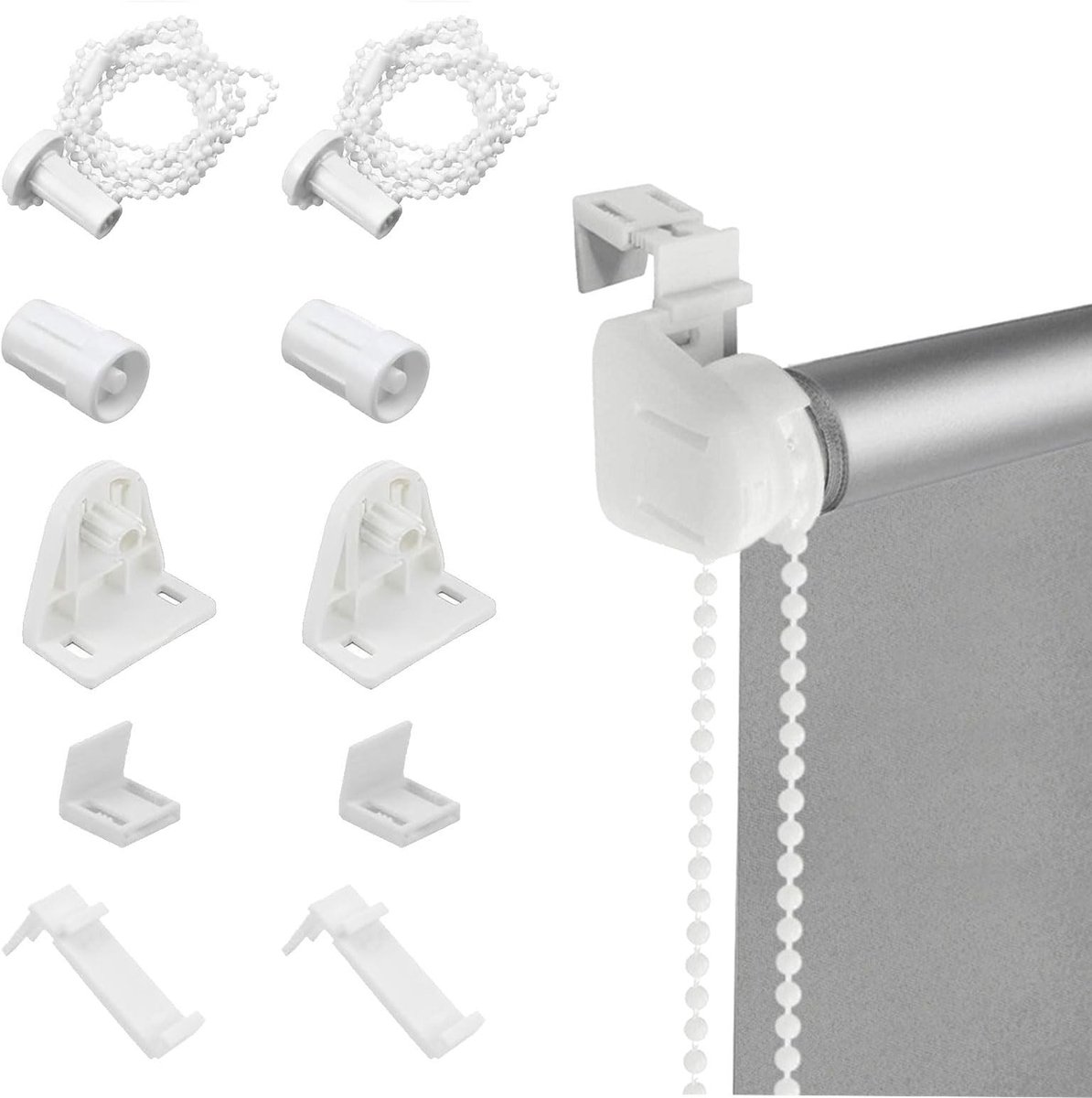 Set van 2 Roller Blind Klemmfix - Zonder Boren, PVC, Dubbele Blackout
