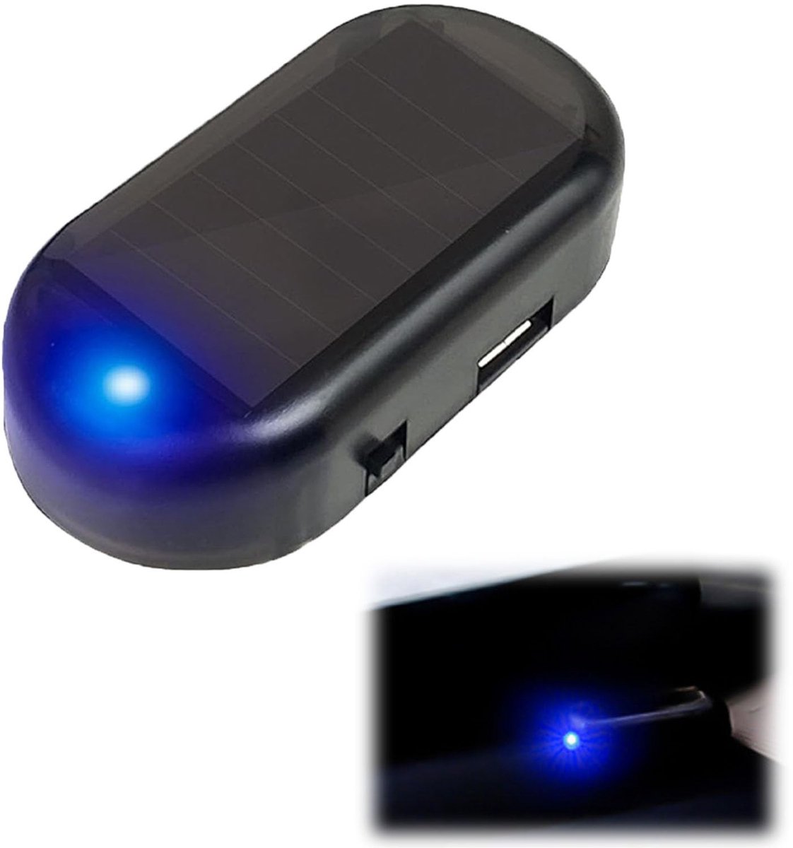 Solar Powered Dummy Car Alarm - Anti-Diefstal Knipperlicht voor Auto Beveiliging (Blauw)