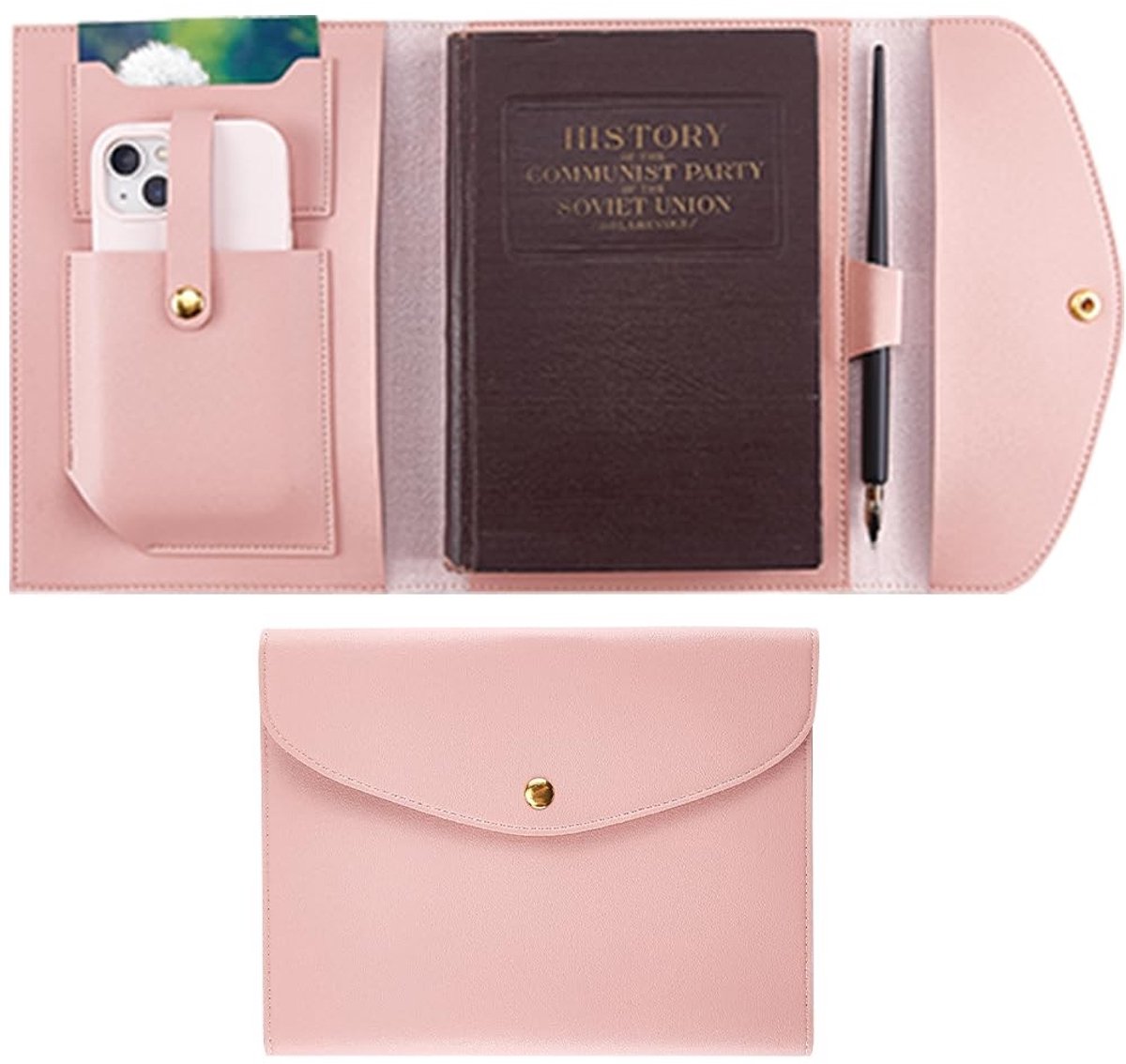 Allecto - Notitieboekhoes - Leren Portfolio - Waterdicht - Roze