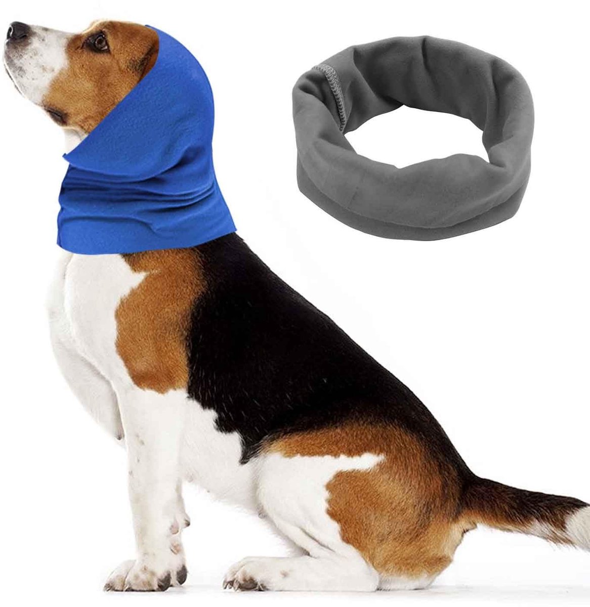 Zeynomax - Hondensnood - Kalmerende huisdier oorwarmers - 2 stuks - Katoen - Oorbeschermers voor honden en katten - Geschikt voor alle rassen - Blau..