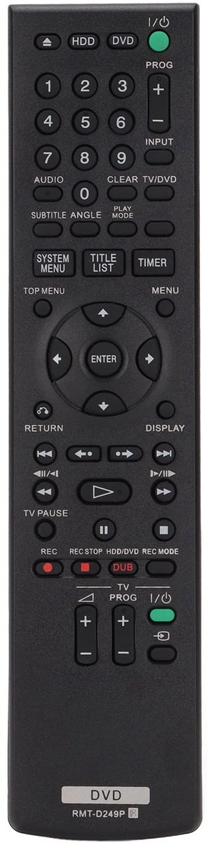 aladdien - Vervangende Afstandsbediening - Afstandsbediening voor DVD-Recorder - Handzaam formaat - Geschikt voor Sony RDR-AT100 RDR-AT200 HX680 HX7..