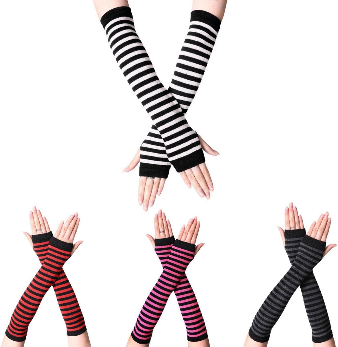 aladdien - Vrouwelijke Lange Vingerloze Handschoenen - Katoenen Armwarmers voor de Winter - Warmte en Comfort - Zwart - Wintermode - Handbescherming..