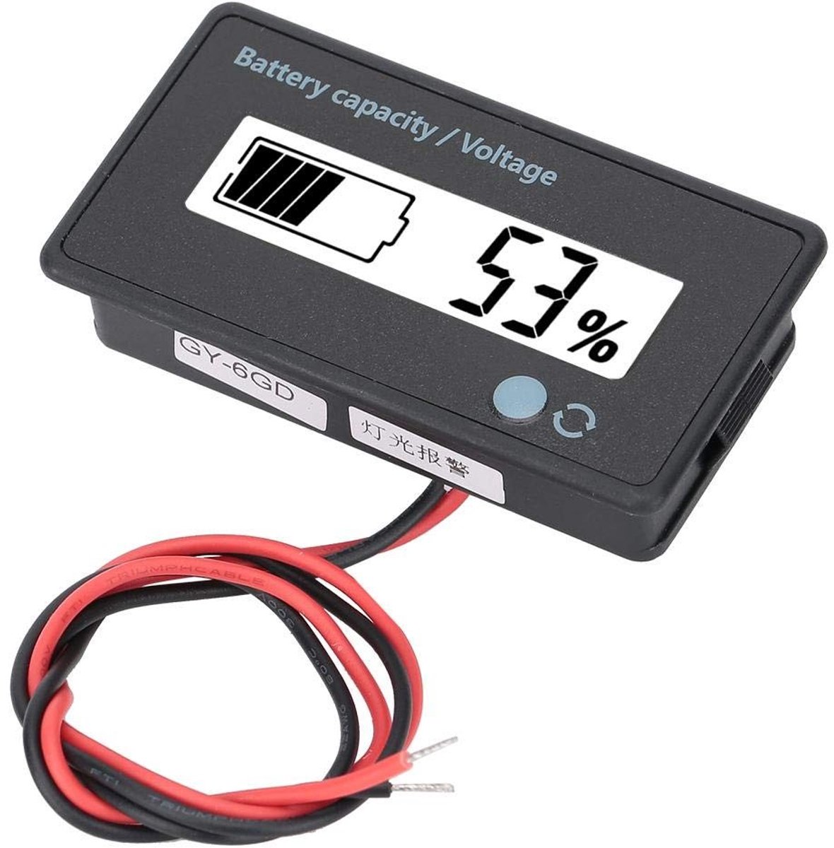 aladdien - Accucapaciteit Monitor - LCD-display - Eenvoudig in gebruik - Wit - Geschikt voor lood-zuur en lithium-ijzer batterij - Inclusief schakel..
