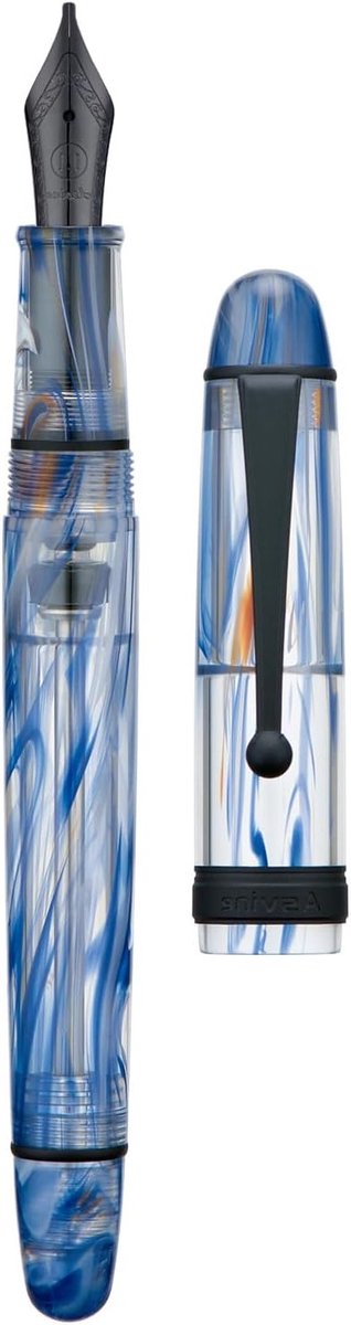 Vacuum Vulpen met Blauw Swirl Acryl en Smalle Punt 1.1mm voor Calligrafie en Tekenen met Etui Set