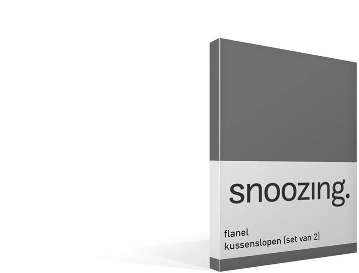 Snoozing - Flanel - Kussenslopen - Set van 2 - 60x70 cm - Antraciet