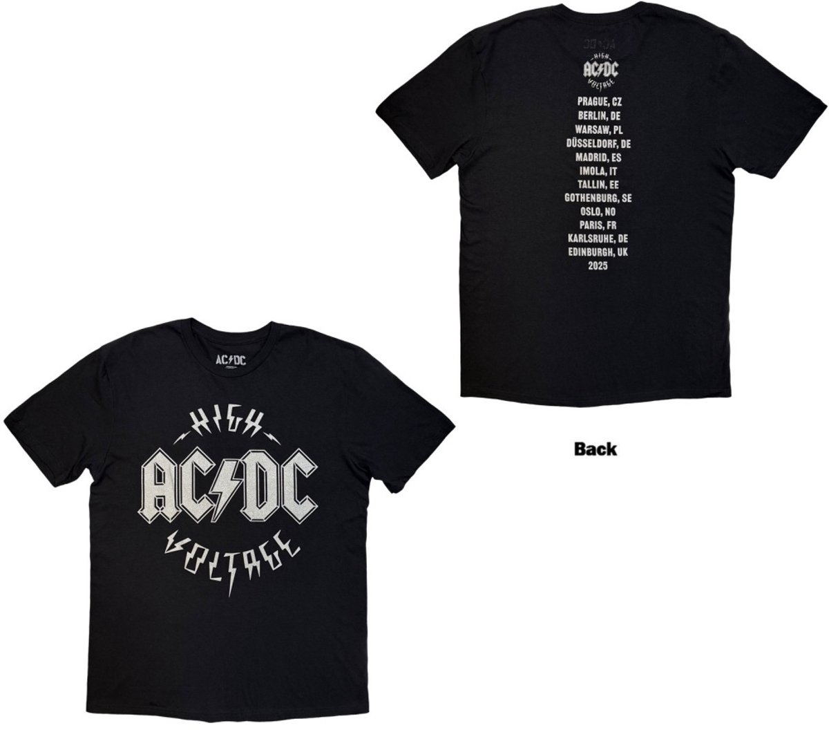 AC/DC - Silver High Voltage EU Tour '25 Heren Tshirt - 3XL - Zwart