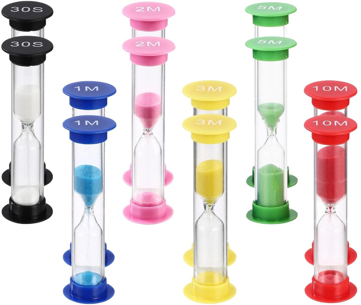 aladdien - Kinder Zandloper Set - Kleurige Timer - 12-delige set - Tijdmeting - Speelgoed voor kinderen - Perfect voor educatieve spelletjes - Versc..
