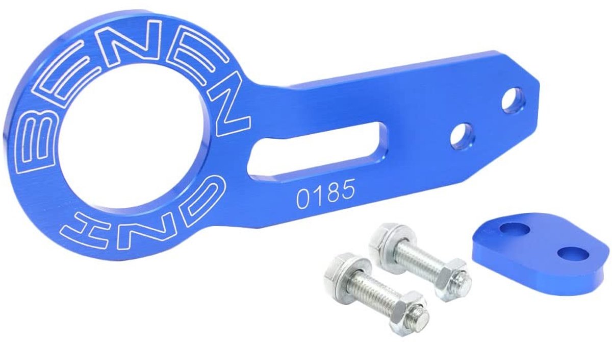 Allecto - Universele Achter Trekhaak - Racing Trailer Haak - Hoge kwaliteit - Rood/Blauw/Zwart - Duurzaam - Geschikt voor voertuigen - 260x62.4 mm