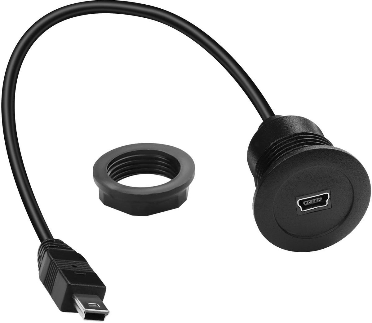 QIANRENON Mini USB Recessed Charging Cable Adapter - 30cm voor Auto, Boot en Desktop