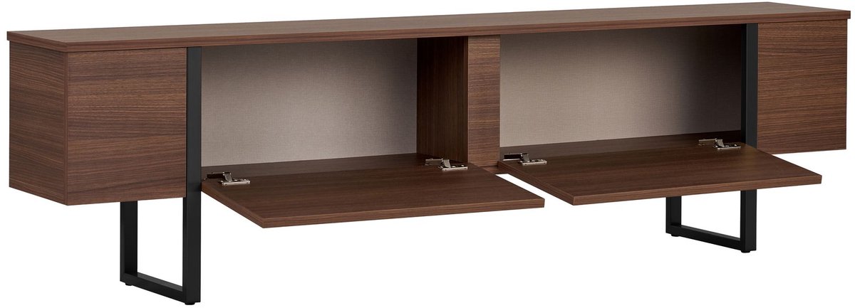 Asir - TV-standaard - Walnoot, zwart - 100% met melamine gecoat spaanplaat - 39 x 190 x 10 cm