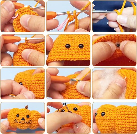 Haakset voor Beginners - Halloween Pompoen Haaknaalden, DIY Starterset met Handleiding, Perfect Cadeau voor Creatieve Hobbyisten van Merkloos — afbeelding 2