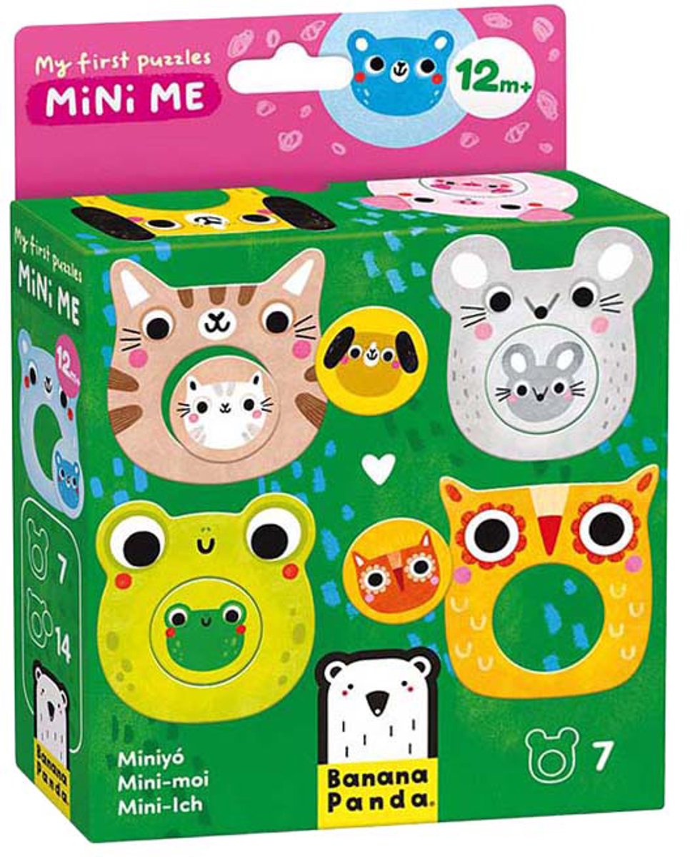 Banana Panda puzzelset dieren met baby's - educatief speelgoed karton.
