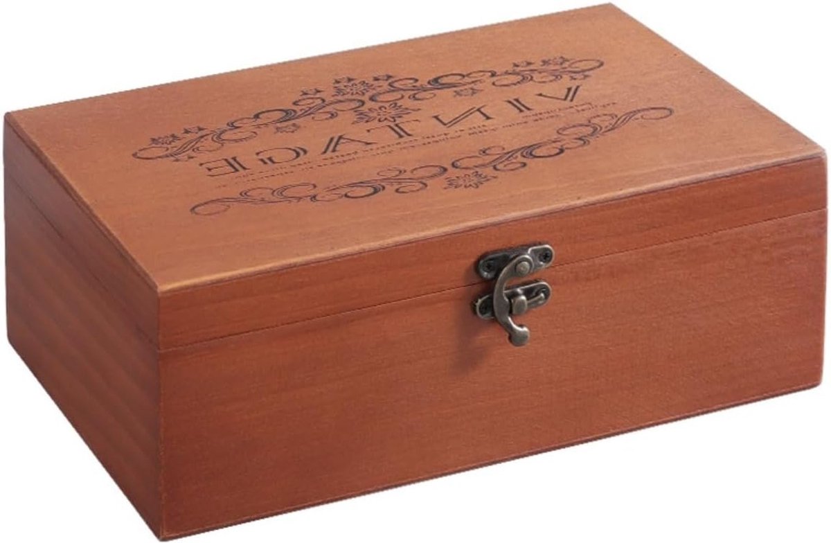 Houten Opbergdoos met Deksel, Natuurlijke Cadeaudoos voor Sieraden en Kleine Voorwerpen, Handgemaakte Opslagbox (Middelgroot)