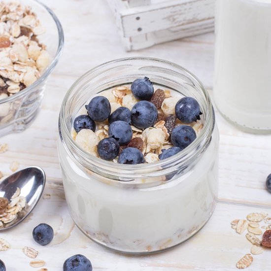 Set van 4 Herbruikbare Glazen Potten van 10oz met Schroefdoppen voor Overnight Oats, Salades, Yoghurt en Meer van Merkloos — afbeelding 3