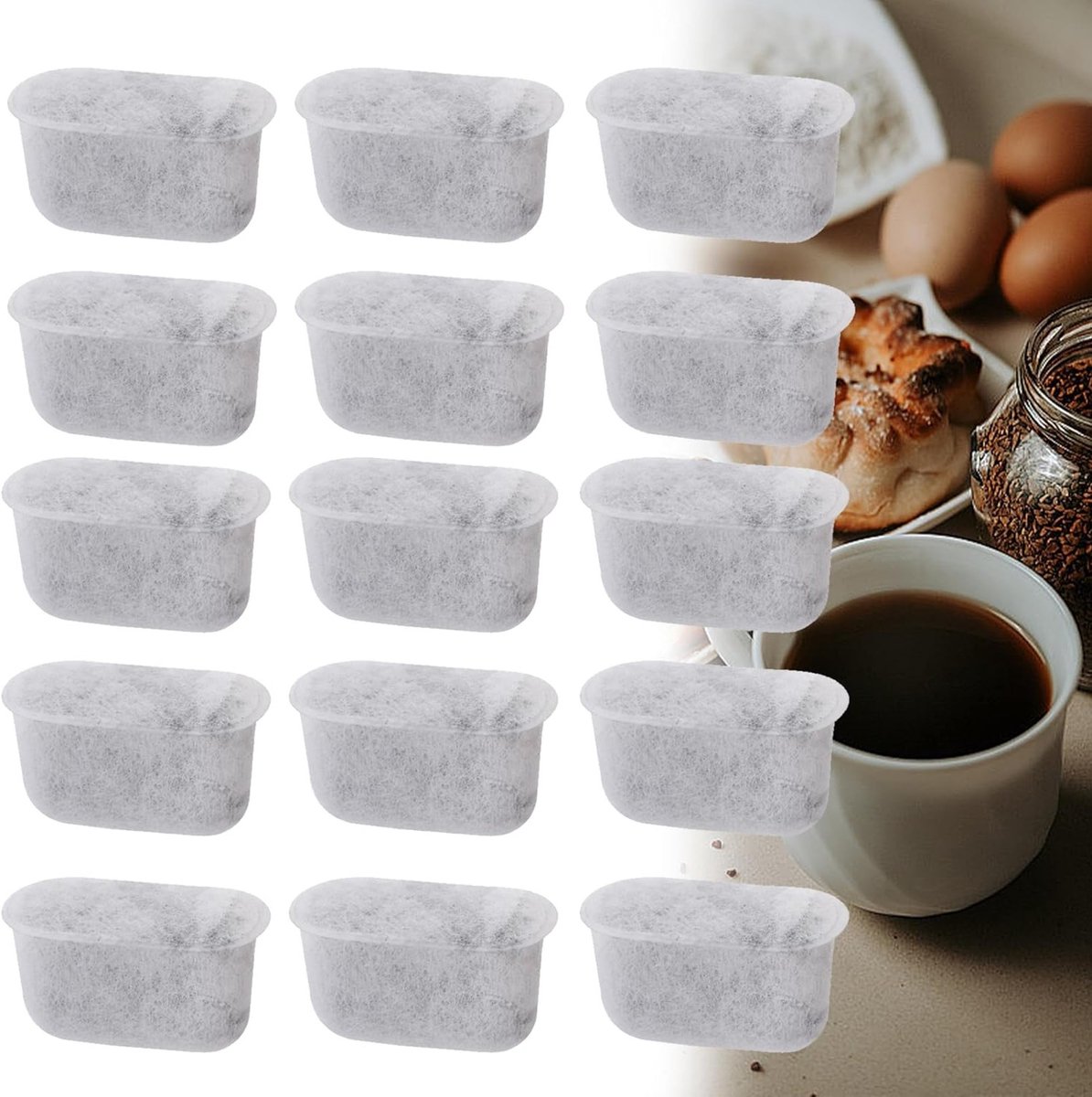 15 Stuks Actieve Koolstof Koffiefilters voor Koffiemachines, Vervangbare Waterfilters, Ideaal voor Koffiezetapparaten en Gourmet Ketels