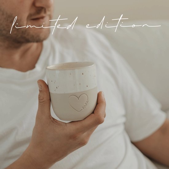 Mok - Papa - Limited edition - Vaderdag - Tas - Aardewerk - Handgemaakt - Servies - Decoratie - Geschenk - Cadeau - Koffie - Thee - Origineel Cadeau - Uniek - Vrienden - Koffietas - Tas