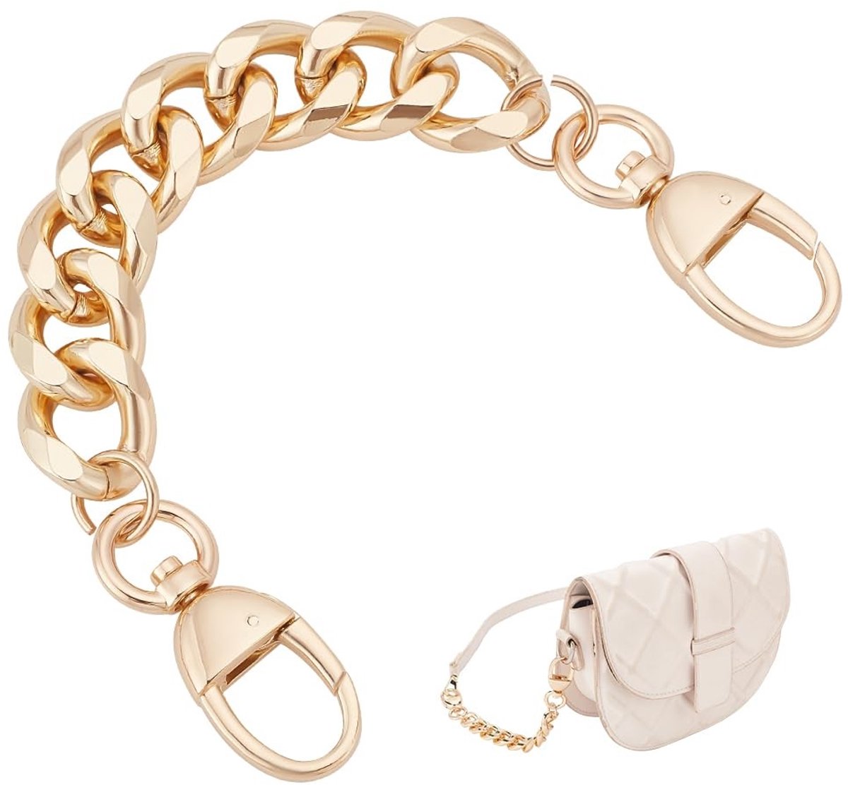Allecto - Verlengketting voor handtas - Gouden - 22 cm - Accessoire - Handtas ketting - Perfect voor feesten en verjaardagen