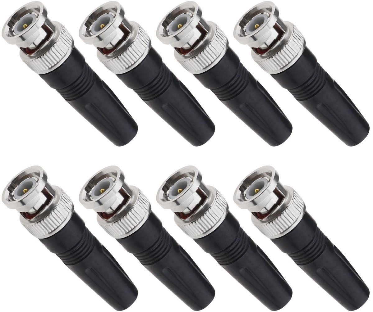 aladdien Mannelijke Connector - 8 Stuks - Voor Beveiligingssystemen - Rubber en Metaal - Geschikt voor Camera's - 5cm
