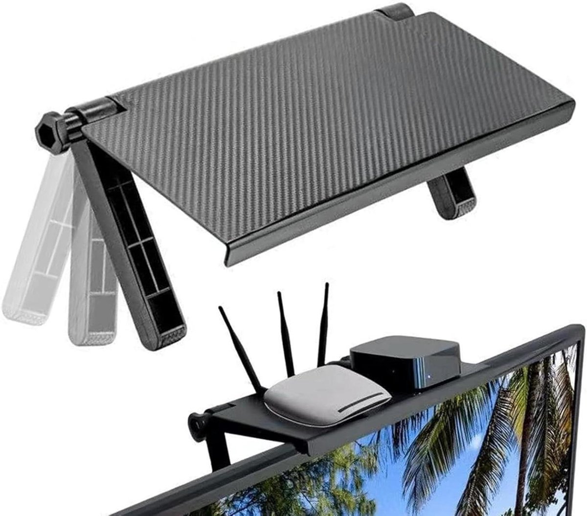 TV-rek - Wandrek - Apparaten Organiseren - Montage Zonder Boren - 33 x 16 cm - Zwart