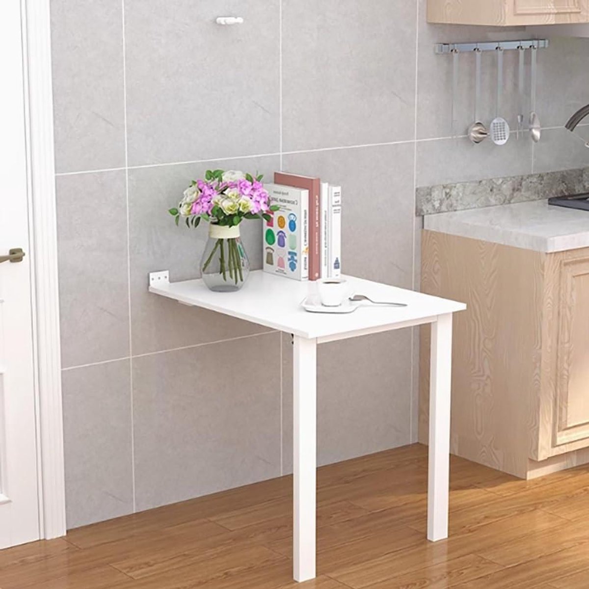 Opvouwbaar Bureau - Wandtafel Tafel - Ruimte Besparen - Wandmontage Ontwerp - 75 x 40 cm - Wit