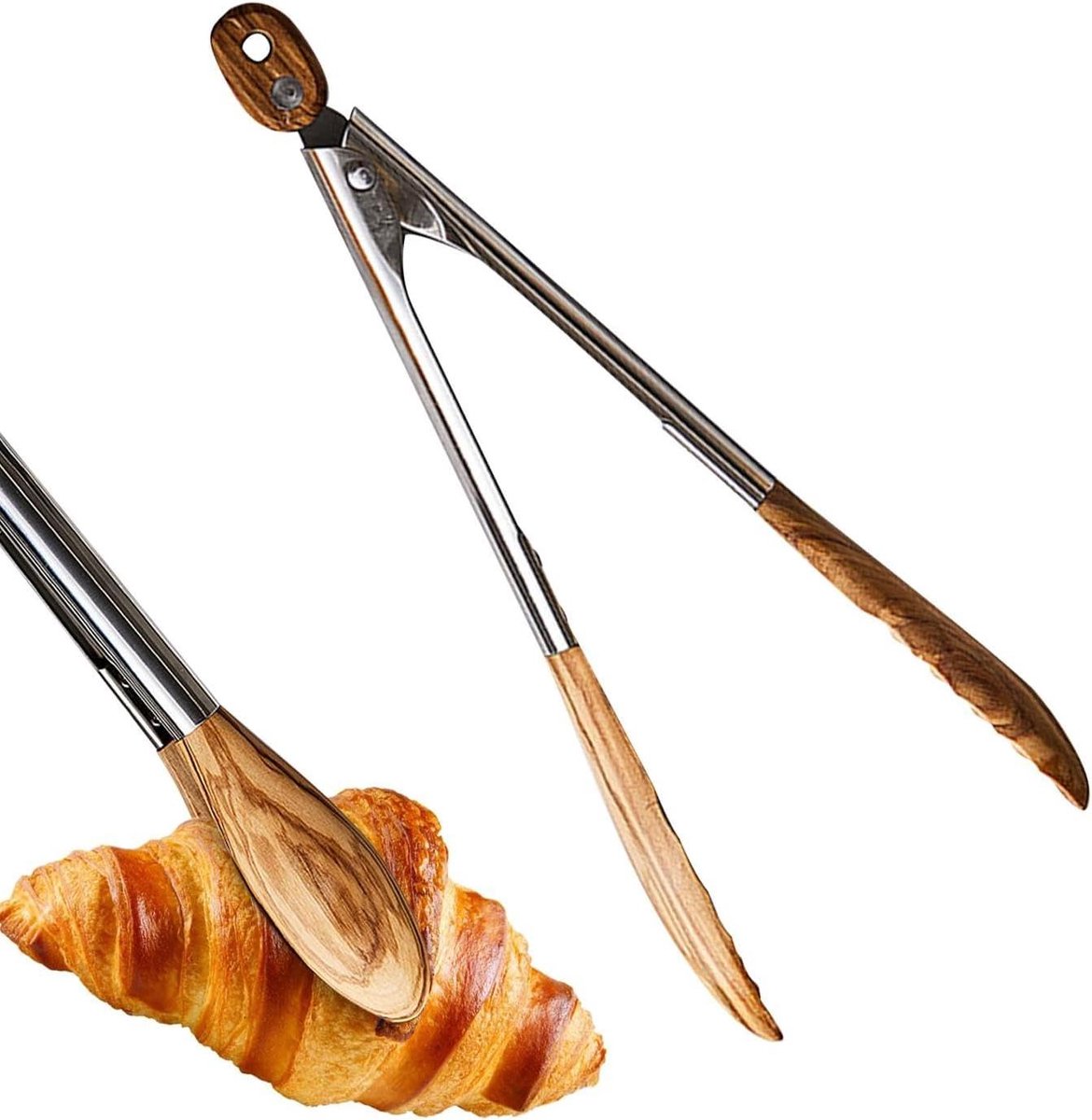 Keukentang - Salade Tang - Eten Serveren - Hout en Staal - 30 cm - Natuurlijk