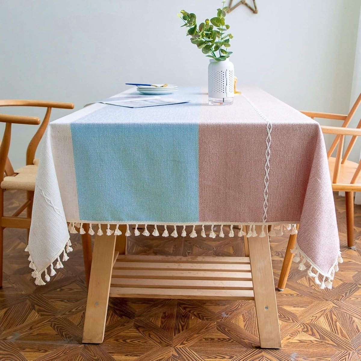 Tafelkleed Rechthoekig - Afwasbaar Textiel - Feestelijke Decoratie - Slijtvast Polyester - 140 x 300 cm - Wit Blauw Rood