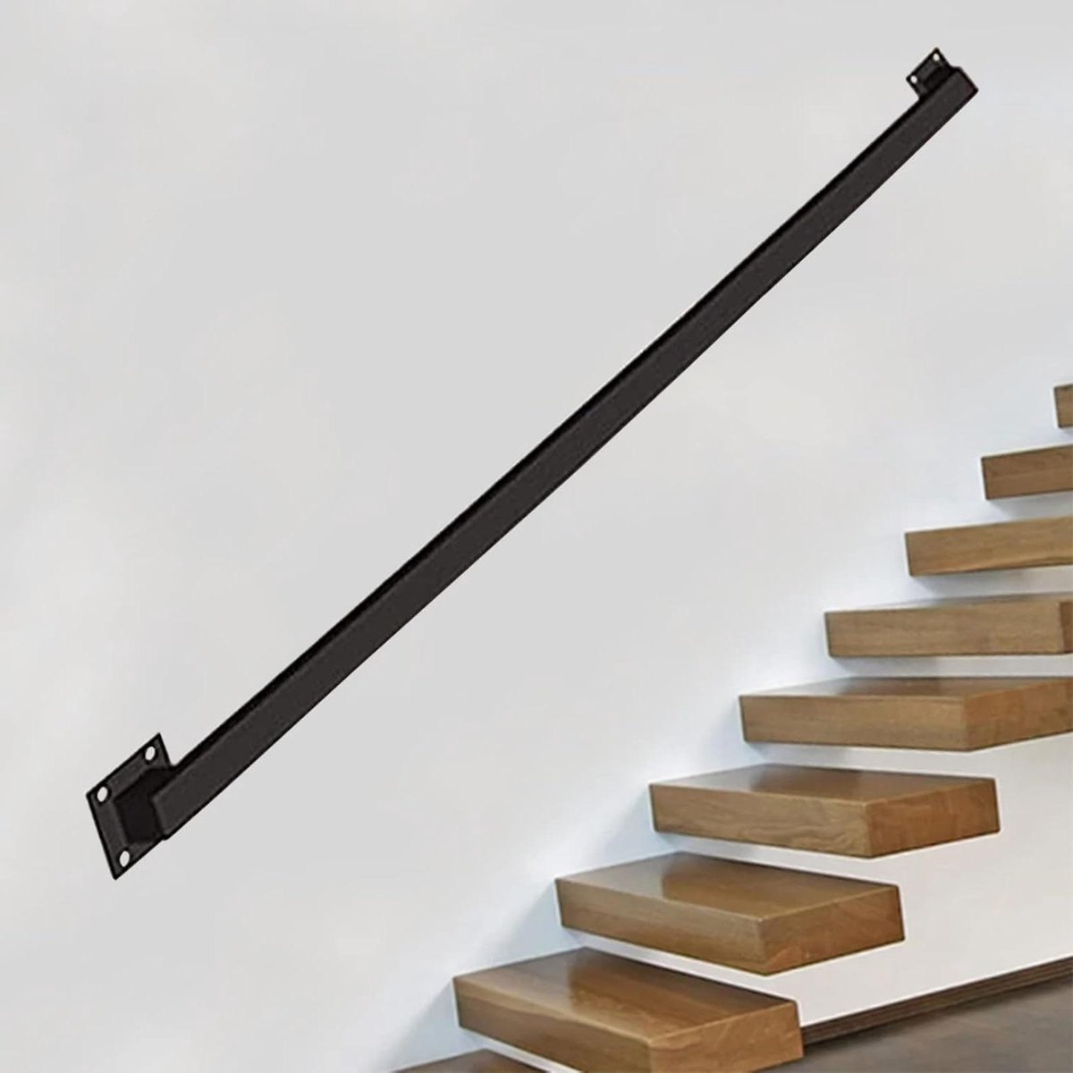 Trapleuning Smeedijzer - Muursteun Reling - Veiligheid Buiten - Duurzaam Metaal - 80 cm - Zwart