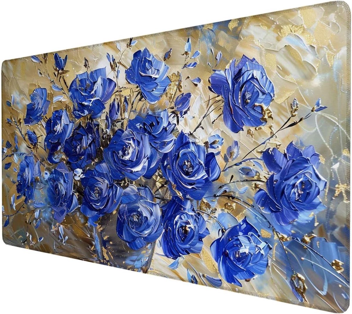 Grote Bureau Mat - Desktop Onderlegger - Werk en Gaming - Bloemen Design - 120x40 cm - Multicolor