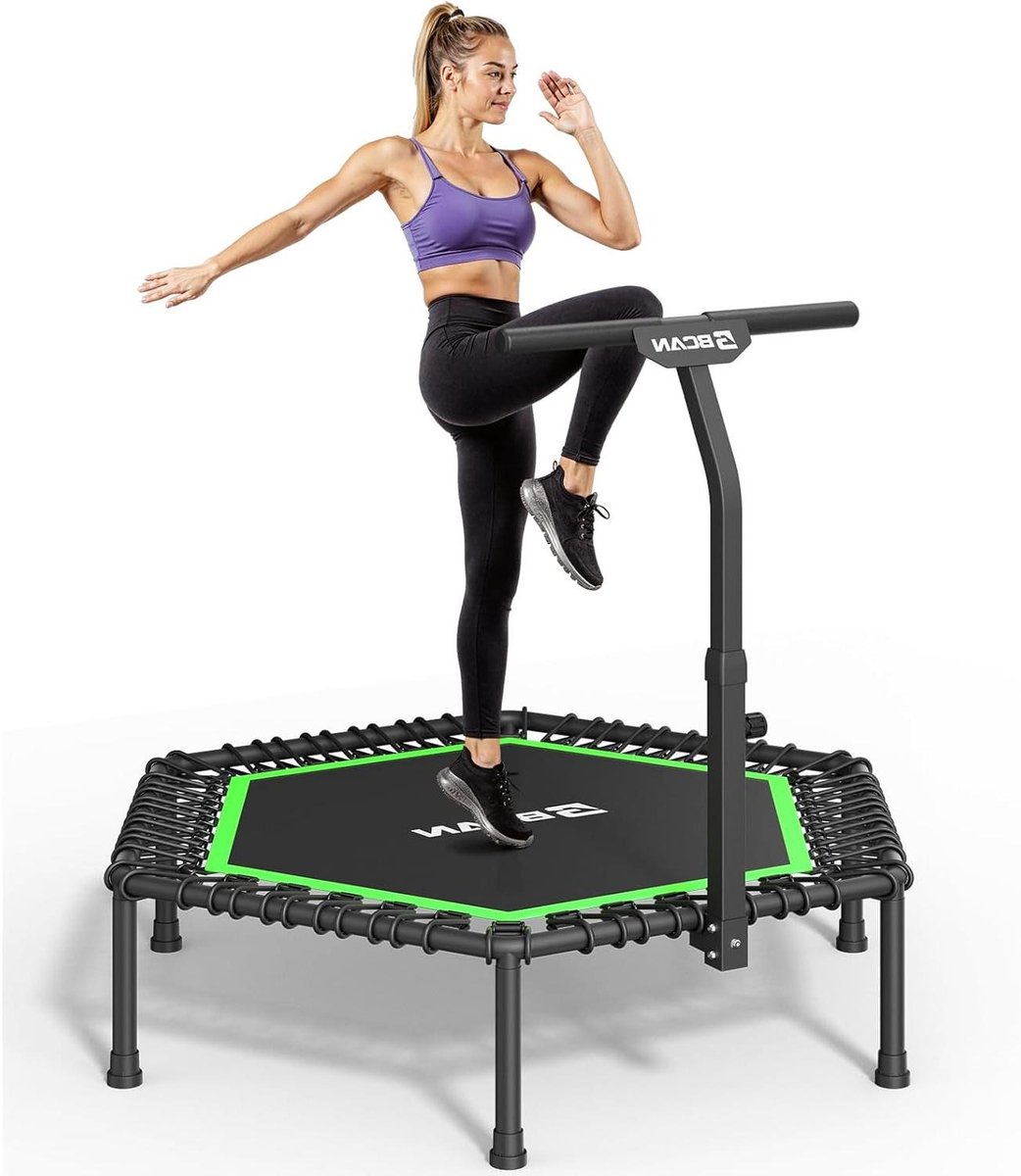 Fitness Trampoline - Springkussen Binnen - Thuis Sporten - Zeshoekige Vorm - 130 cm - Groen