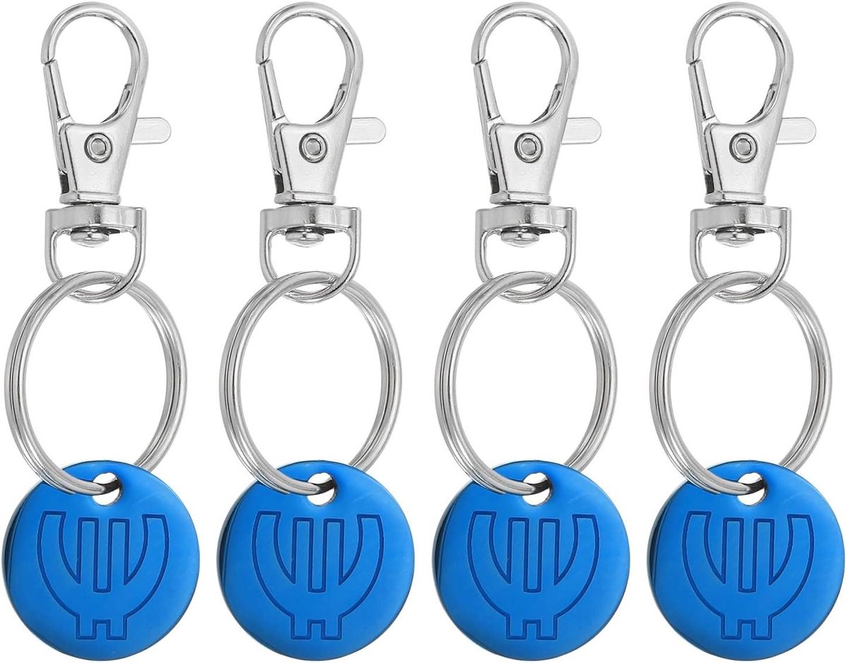 Winkelwagen Token - Winkelwagenmunt - Boodschappen Doen - Roestvrij Staal - 2 x 2 x 5 cm - Blauw