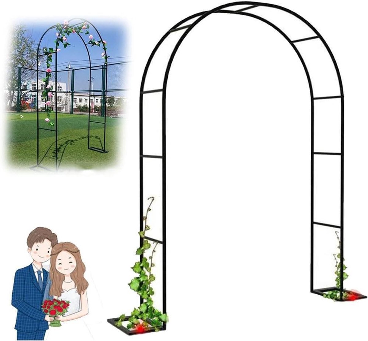 Metalen Tuinboog - Rozenboog Frame - Tuin Decoratie - Weerbestendig Metaal - 2.4 m Breed - Groen