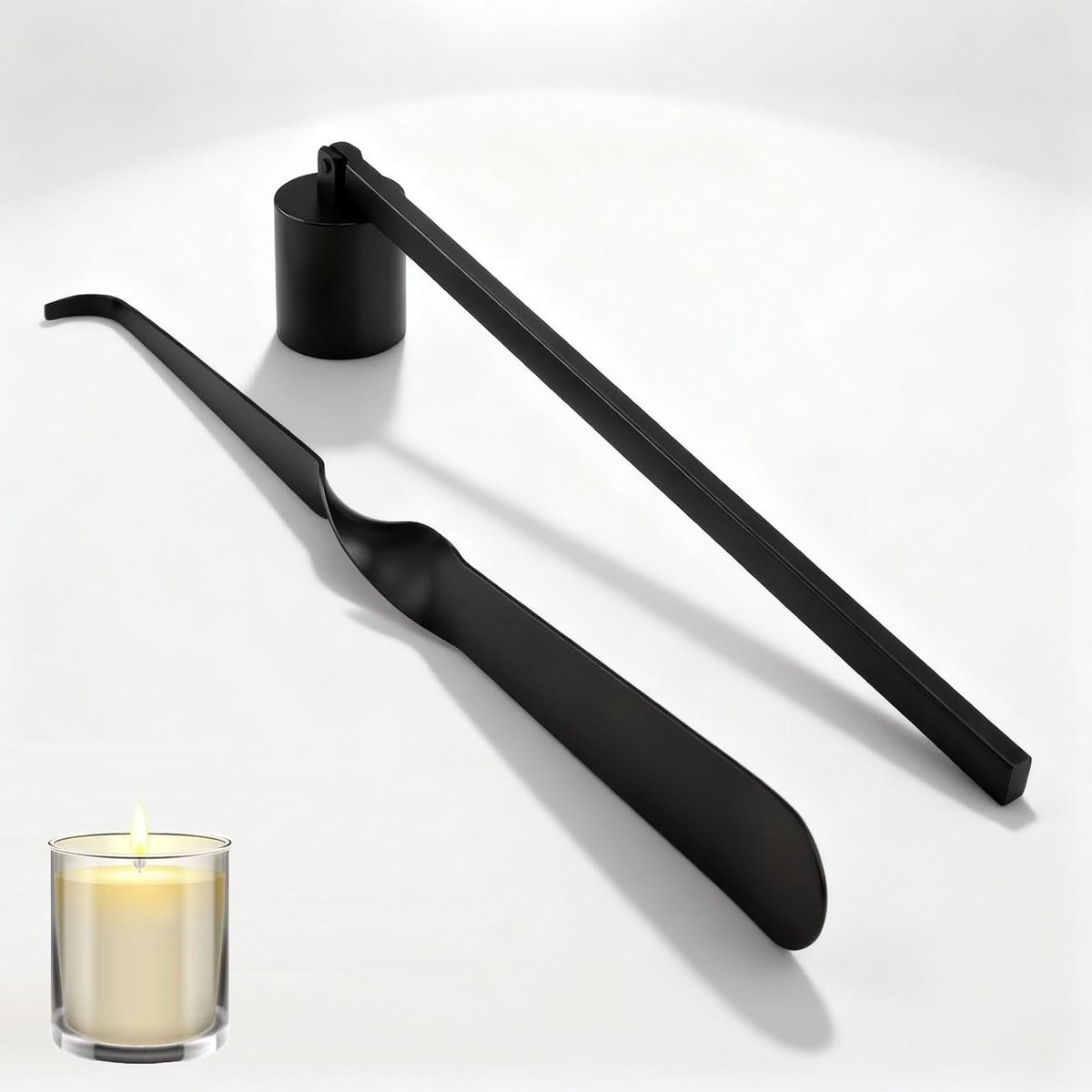 Candle trap set van roestvrij staal met kaarsdipper en lontdoeker van 20 cm voor kaarsliefhebbers
